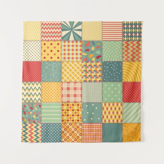 カラフルpatchwork:抽象芸術シームレスオーナメント。 タペストリー (正面)