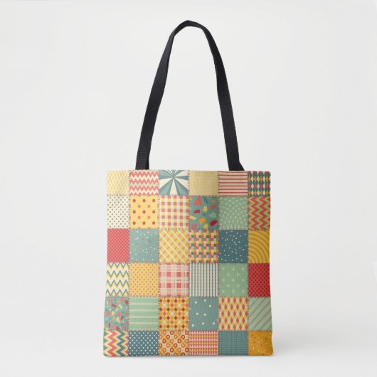 カラフルpatchwork:抽象芸術シームレスオーナメント。 トートバッグ (正面)
