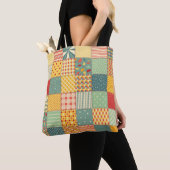 カラフルpatchwork:抽象芸術シームレスオーナメント。 トートバッグ (クローズアップ)