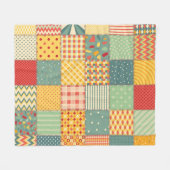 カラフルpatchwork:抽象芸術シームレスオーナメント。 フリースブランケット (正面(横))