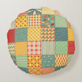 カラフルpatchwork:抽象芸術シームレスオーナメント。 ラウンドクッション (裏面)