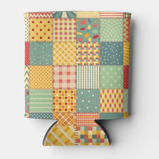 カラフルpatchwork:抽象芸術シームレスオーナメント。 缶クーラー (正面)