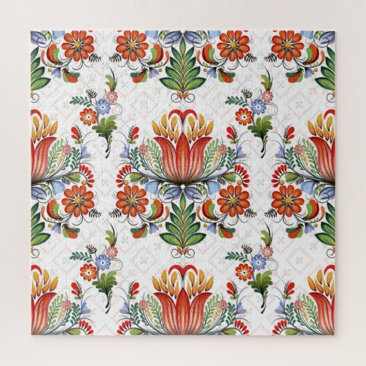 カラフルPetrykivka:ウクライナの花。 ジグソーパズル (縦)