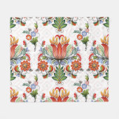 カラフルPetrykivka：ウクライナの花。 フリースブランケット (正面(横))