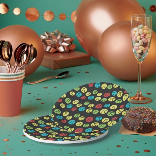 カラフルPiシンボル演算テーマの紙プレート ペーパープレート (複数)