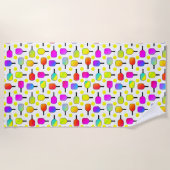 カラフルPickleball Paddles, Yellow Pickleball ビーチタオル (正面)