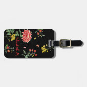 カラフルPower Gardenかわいらし Hand-Draw on Black ラゲッジタグ (正面横)