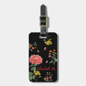 カラフルPower Gardenかわいらし Hand-Draw on Black ラゲッジタグ (正面縦)