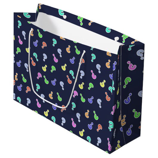 カラフルQuestion Mark Gift Favorites紙バッグ ラージペーパーバッグ (正面アングル)