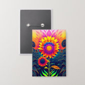 カラフルRadiant Sunflowersボタン 缶バッジ (正面/裏面)