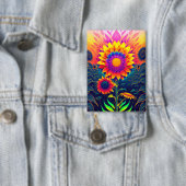 カラフルRadiant Sunflowersボタン 缶バッジ (インサイチュ)