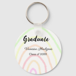 カラフルrainboho graduation add name year キーホルダー