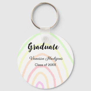 カラフルrainboho graduation add name year キーホルダー
