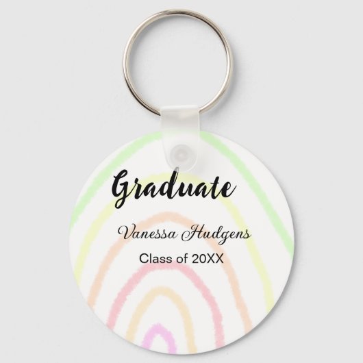 カラフルrainboho graduation add name year キーホルダー (正面)
