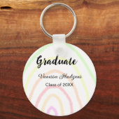 カラフルrainboho graduation add name year キーホルダー (正面)