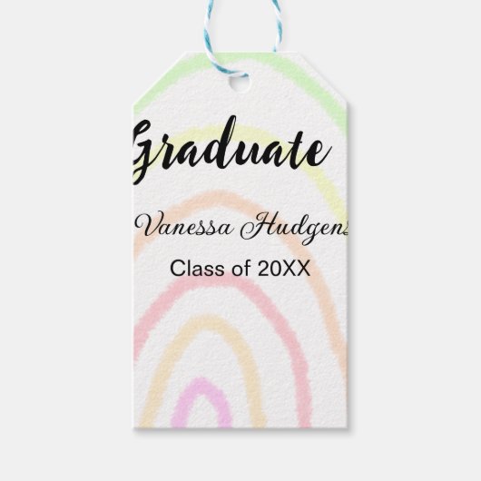 カラフルrainboho graduation add name year ギフトタグ (正面)