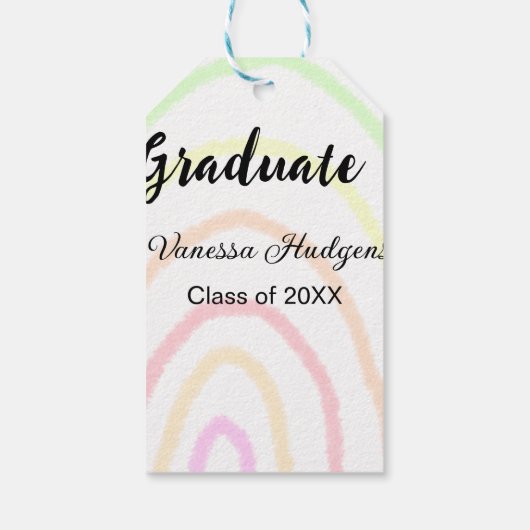 カラフルrainboho graduation add name year ギフトタグ (裏面)