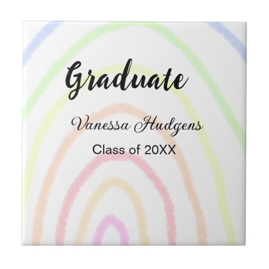 カラフルrainboho graduation add name year タイル (正面)