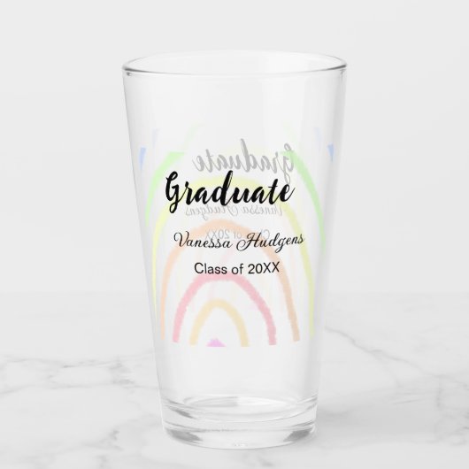 カラフルrainboho graduation add name year タンブラーグラス (正面)