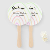 カラフルrainboho graduation add name year ハンドファン (正面&裏面)