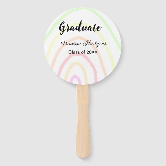 カラフルrainboho graduation add name year ハンドファン (正面)