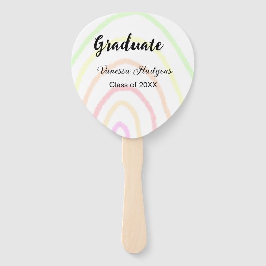 カラフルrainboho graduation add name year ハンドファン (正面)