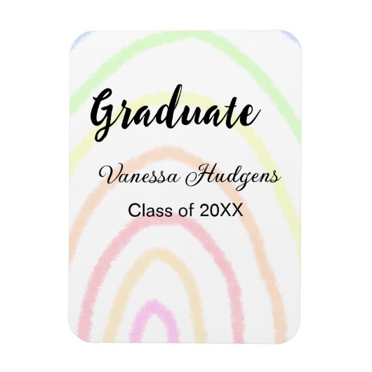 カラフルrainboho graduation add name year マグネット (縦)