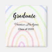 カラフルrainboho graduation add name year マグネット (正面)