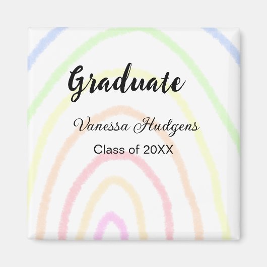 カラフルrainboho graduation add name year マグネット (正面)