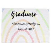 カラフルrainboho graduation add name year ラージペーパーバッグ (裏面)