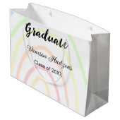 カラフルrainboho graduation add name year ラージペーパーバッグ (裏面アングル)