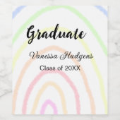 カラフルrainboho graduation add name year ワインラベル (シングルラベル)