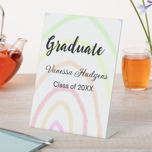 カラフルrainboho graduation add name year 台座サイン (インサイチュ)
