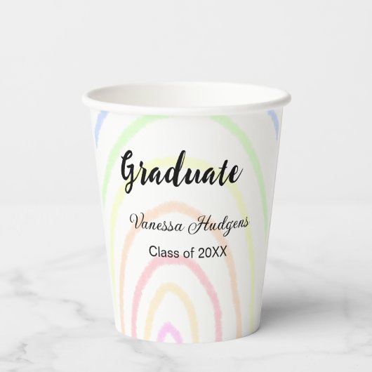 カラフルrainboho graduation add name year 紙コップ (裏面)