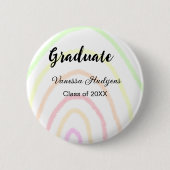 カラフルrainboho graduation add name year 缶バッジ (正面)