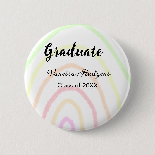 カラフルrainboho graduation add name year 缶バッジ (正面)