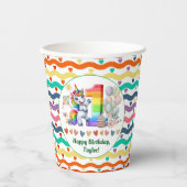 カラフルRainbow and Unicorn 1st誕生日パーティー 紙コップ (正面)