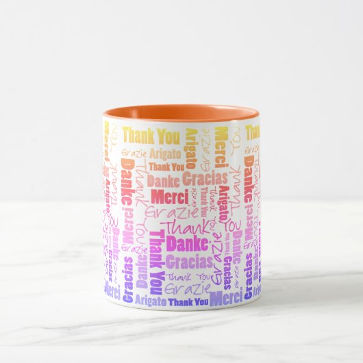 カラフルRainbow Multilingual Thank You Word Cloud マグカップ (中央)