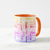 カラフルRainbow Multilingual Thank You Word Cloud マグカップ (正面右)