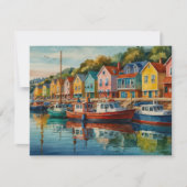 カラフルSailboats at Marina Greeting Card 招待状 (正面)