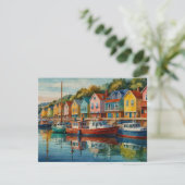 カラフルSailboats at Marina Greeting Card 招待状 (スタンド正面)