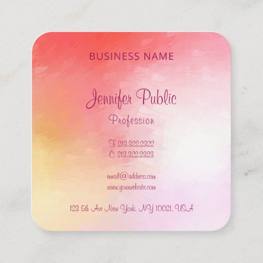 カラフルScript Monogram モダン Data スクエア名刺 (裏面)