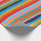 カラフルSerrateストライプ色彩の鮮やか Bohoパターン ラッピングペーパー (角)