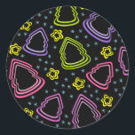 カラフルSkitchy Christmas Trees Sticker ラウンドシール<br><div class="desc">キュートな、カラフルのパターンと落書きクリスマスツリー、星や雪の結晶。完璧なクリスマスプレゼント。</div>