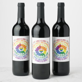 カラフルSocial Justiceフラワーワード ワインラベル