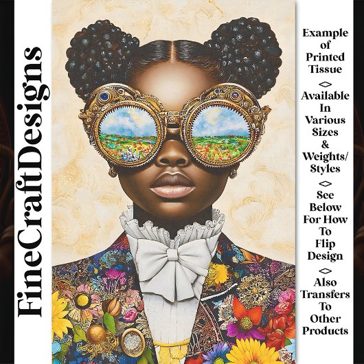 カラフルSteampunk Dark Skin Girl AD3P Decopage 薄葉紙