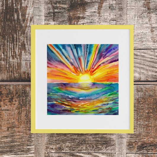 カラフルSun Rays over the Water Reflection AI Art ポスター