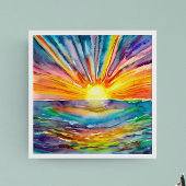 カラフルSun Rays over the Water Reflection AI Art ポスター