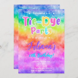 カラフルTiedye Birthday Partyへの招待 招待状