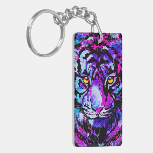 カラフルTiger Keychain – 野生生物大きな猫 キーホルダー (正面左)